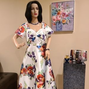 THEIA PRINTED MIKADO TEA DRESS SIZE 6 NWT